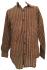 Light Brown / Dark Brown Striped Blockprint Cotton Mens Long Sleeve Shirt - Fair Trade