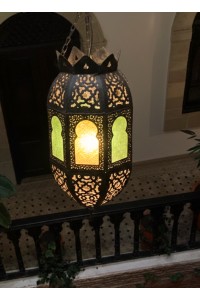 Moroccan Classic Metal Lampshade with coloured glass from Marrakesh 