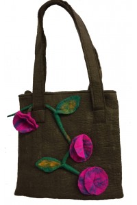 Fair Trade Hand Made Lovely Tactile Ecletic / Quirky Felt Flower Shoulder Bag
