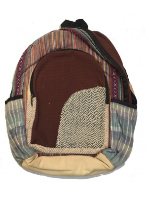 Genuine Himalayan Hemp Backpack/Rucksack / College Bag - Handmade in Nepal - Colourful - THC Free Fair Trade 