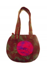 Fair Trade Hand Made Lovely Tactile Double Circle Variegated Felt Hand Bag - Pink Fair Trade Hand Made Lovely Tactile Double Circle Variegated Felt Hand Bag - Pink