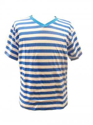 Fair Trade 100% Cotton Classic Stripey Blue / White Mens T Shirt Fair Trade 100% Cotton Classic Stripey Blue / White Mens T Shirt