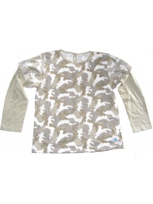 Kids White Grey Green Camouflage Long Sleeve T Shirt Ages 5 - 10 - Fair Trade