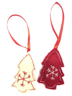 Fair Trade Felt Red & White Christmas Tree Decorations - Set of 2 Fair Trade Felt Red & White Christmas Tree Decorations - Set of 2