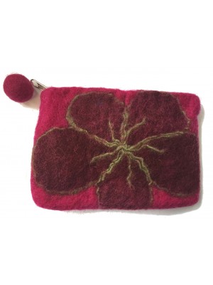 Extra Large Felt Flower purse - Handmade - 100% wool - various colours - Fairtrade