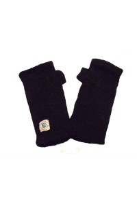 Hand knitted Fleece Lined Fair Trade 100% Wool Black Wrist Warmers / Arm Warmers (Wristies)
