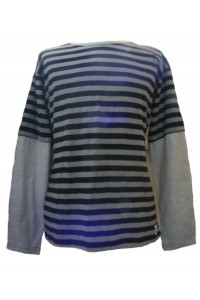 Fair Trade 100% Cotton Classic Stripey Black / Grey Mens Long Sleeve T Shirt