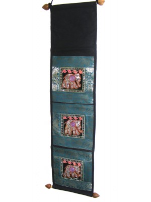 Thai Blue Sequined Elephant Letter Holder/ Banner - Fair Trade Thai Blue Sequined Elephant Letter Holder/ Banner - Fair Trade