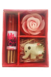 Thai Rose Incense, Candle & Burner Gift Set - Fair Trade