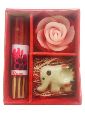 Thai Rose Incense, Candle & Burner Gift Set - Fair Trade Thai Rose Incense, Candle & Burner Gift Set - Fair Trade