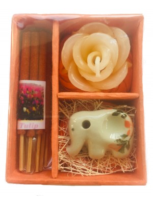 Thai Tulip Incense, Candle & Burner Gift Set - Fair Trade Thai Tulip Incense, Candle & Burner Gift Set - Fair Trade