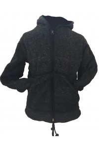Fair Trade Charcoal Hand Knit Fleece Lined Woollen Jacket 