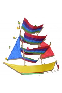 Large Colourful Handmade Sailing Boat / Pirate Boat Kite - Fair Trade
