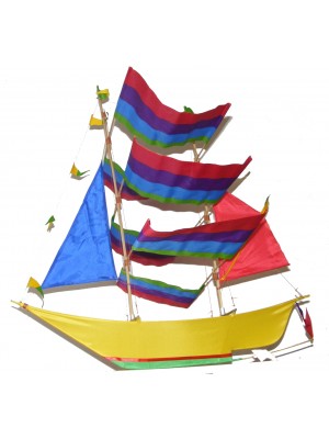 Large Colourful Handmade Sailing Boat / Pirate Boat Kite - Fair Trade