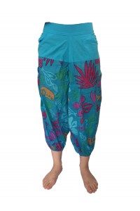 Fair Trade Bright Blue Cotton Cropped 3/4 Length Beach Trousers