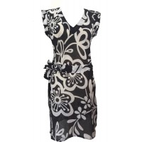 100% Soft Cotton Black & White Carina Short Summer Dress / Long Top / Kaftan - Fair Trade 
