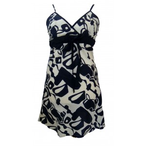 Short Black and White Friesian Print Florence Dress / Sundress - Fair Trade Short Black and White Friesian Print Florence Dress / Sundress - Fair Trade