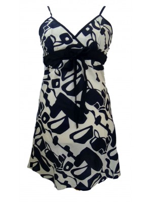 Short Black and White Friesian Print Florence Dress / Sundress - Fair Trade