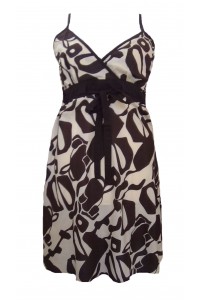 Short Brown and Cream Friesian Print Florence Dress / Sundress - Fair Trade