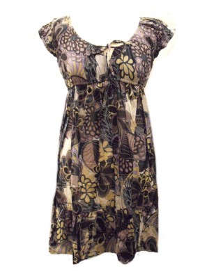 Blue / White  Bold Flower Print Floaty Indian Cotton Lizzy Blouse - Fair Trade 