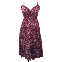 Maroon Abstract Floral Patterned Toto Short Summer Dress - Fair Trade 100% Cotton 