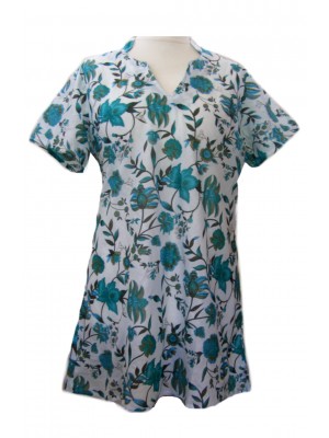 100% Cotton Emma Beautiful Flower Print Kaftan Top - Fair Trade