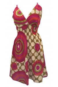 Bright Yellow / Green Colourful Dotty Short Summer Dress/Party Dress - Fair Trade 100% Cotton Bright Yellow / Green Colourful Dotty Short Summer Dress/Party Dress - Fair Trade 100% Cotton