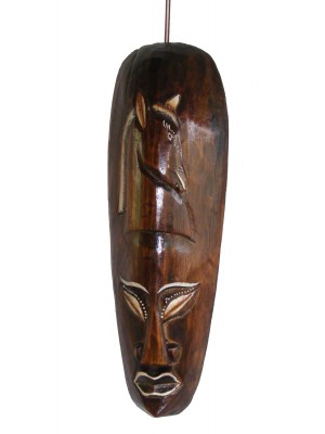 Fair Trade Small Handcarved Wooden 30cm Indigenous ' African Style ' Borneo Tribal 'Horse' Mask 