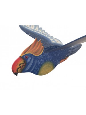 Fair Trade Hand Painted Blue Flapping Parrot Mobile / Hanging