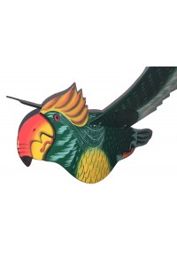 Fair Trade Hand Painted Green Flapping Parrot Mobile / Hanging