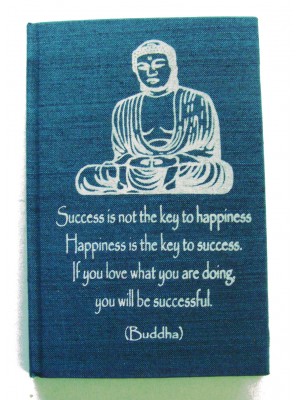 Blue Buddha Affirmation Hardback Notebook - Unlined Pure White Paper - 54 Sheets - Fair Trade