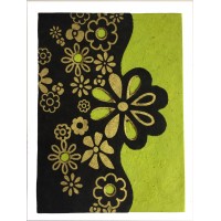 Fair Trade Handmade Nepali Lokta Paper Green, Black & Gold Flower Book Fair Trade Handmade Nepali Lokta Paper Green, Black & Gold Flower Book