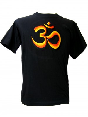 Fair Trade Embroidered Classic Orange Om T Shirt ( Black T Shirt) Fair Trade Embroidered Classic Orange Om T Shirt ( Black T Shirt)