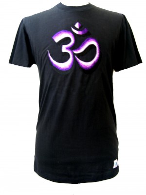 Fair Trade Embroidered Classic Purple Om T Shirt ( Black T Shirt) Fair Trade Embroidered Classic Purple Om T Shirt ( Black T Shirt)