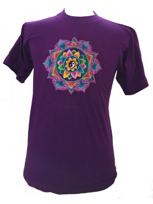Fair Trade Embroidered Yin Yang Mandala T Shirt ( Purple T Shirt) Fair Trade Embroidered Yin Yang Mandala T Shirt ( Purple T Shirt)