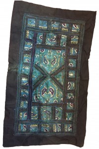 Rajasthani Embroidered  Wall Hanging - Beautiful Vintage Turquoise with Gold Sequins Traditional Rajasthani Design - Unique Work of Art