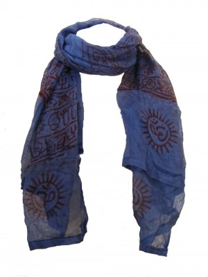 Fair Trade Cotton Hand Printed Blue Ram Nami Scarf Fair Trade Cotton Hand Printed Blue Ram Nami Scarf