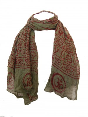 Fair Trade Cotton Hand Printed Green Ram Nami Scarf Fair Trade Cotton Hand Printed Green Ram Nami Scarf