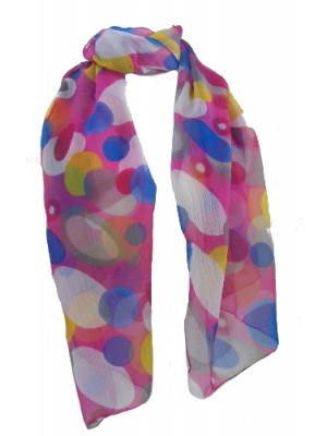 Fair Trade Bright Pink Circle Design Floaty Chiffon Scarf Fair Trade Bright Pink Circle Design Floaty Chiffon Scarf