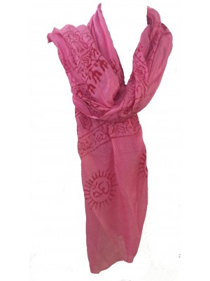 Fair Trade Cotton Hand Printed Pink Ram Nami Scarf Fair Trade Cotton Hand Printed Pink Ram Nami Scarf
