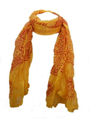 Fair Trade Cotton Hand Printed Yellow Ram Nami Scarf Fair Trade Cotton Hand Printed Yellow Ram Nami Scarf