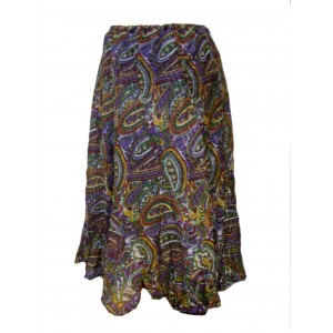 Fair Trade Cotton Jalabi Skirt - Purple Green Paisley Print