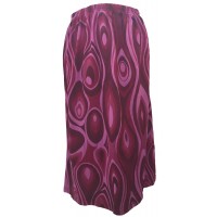 Fair Trade Cotton Jersey Elasticated Retro Spiral Skirt - Maroons and Pink