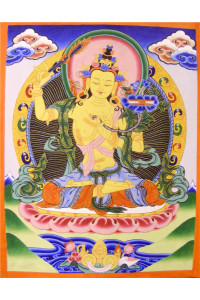  Genuine Original Tibetan Buddhist Thangka Painting - Majushri , Boddhisattva of Transcendent Wisdom - Fair Trade