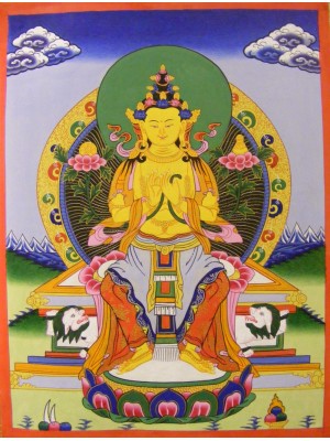  Genuine Original Tibetan Buddhist Thangka Painting -  White Tara, Goddess of Compassion - Fair Trade
