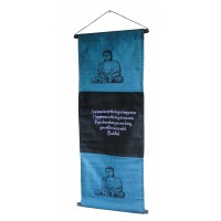 Blue Buddha Affirmation Wall Hanging / Banner 100% Cotton - Fair Trade