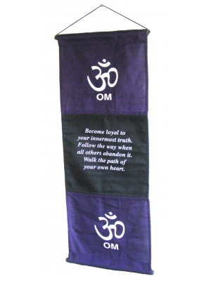 Purple Om Affirmation Wall Hanging / Banner - 100% Cotton - Fair Trade