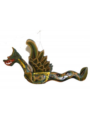 Hand Carved Balinese Green and Gold Barong ( Mytholgical Dragon )