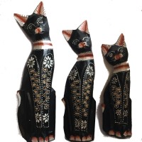 Fair Trade Family of Hand Carved Wooden Balinese Cats - Choice of 3 different size Cats Fair Trade Family of Hand Carved Wooden Balinese Cats - Choice of 3 different size Cats
