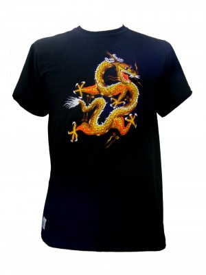 Fair Trade Embroidered Golden Chinese Dragon T Shirt ( Black T Shirt) Fair Trade Embroidered Golden Chinese Dragon T Shirt ( Black T Shirt)